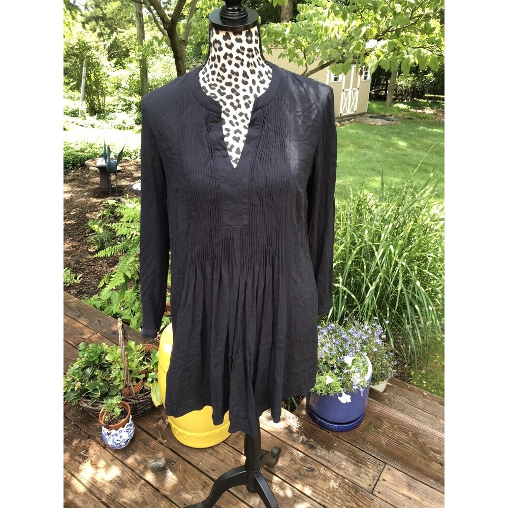 Old Navy Dress Pleated Front Boho black Women's Medium Lined Rayon & Polyester